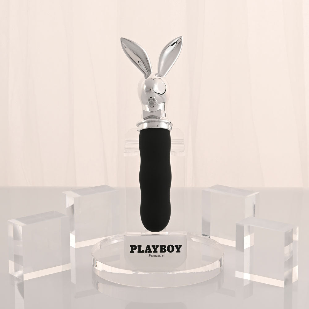 Playboy Pleasure Bunny On The Go Black/Chrome 18.6 Cm Usb C Rechargeable Vibrator