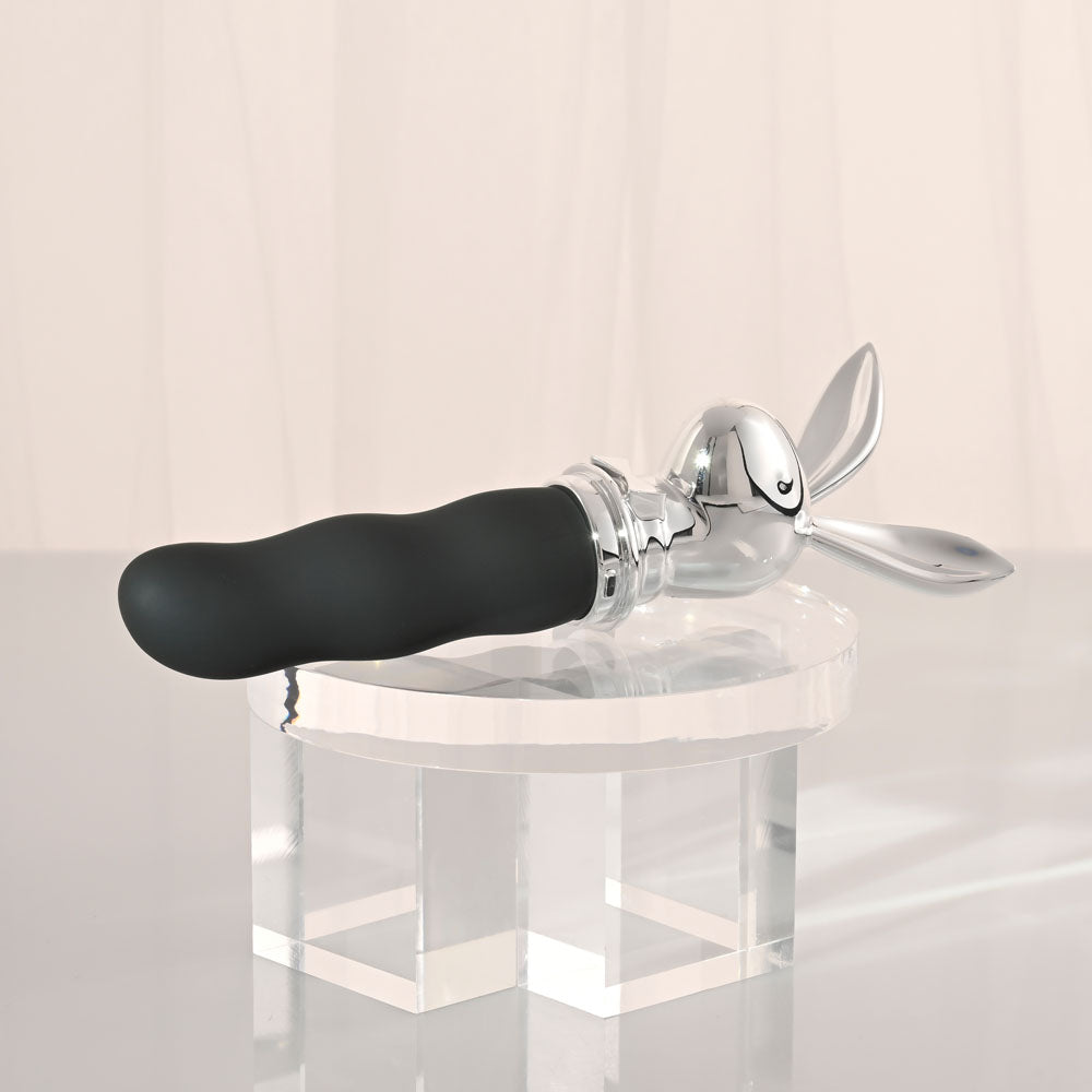 Playboy Pleasure Bunny On The Go Black/Chrome 18.6 Cm Usb C Rechargeable Vibrator