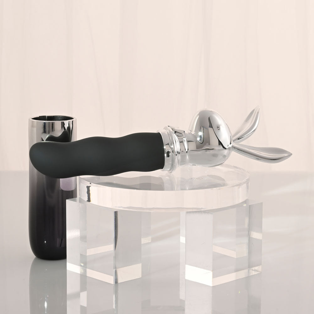 Playboy Pleasure Bunny On The Go Black/Chrome 18.6 Cm Usb C Rechargeable Vibrator