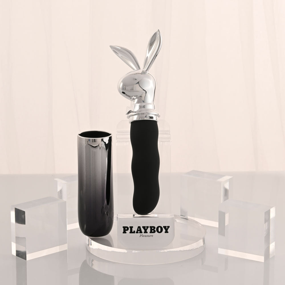 Playboy Pleasure Bunny On The Go Black/Chrome 18.6 Cm Usb C Rechargeable Vibrator