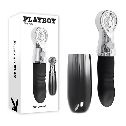 Playboy Pleasure Bon Voyage Black/Chrome 18.7 Cm Usb C Rechargeable Tapping Vibrator