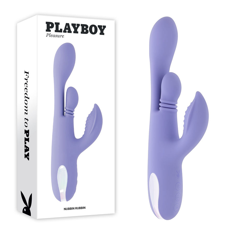 Playboy Pleasure Nubbin Rubbin Purple 24.1 Cm Usb Rechargeable Thrusting Rabbit Vibrator
