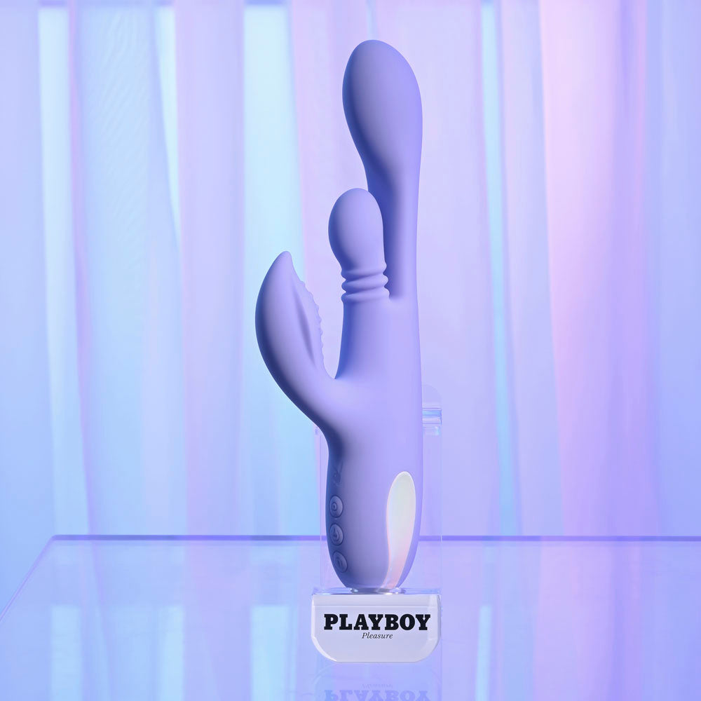 Playboy Pleasure Nubbin Rubbin Purple 24.1 Cm Usb Rechargeable Thrusting Rabbit Vibrator