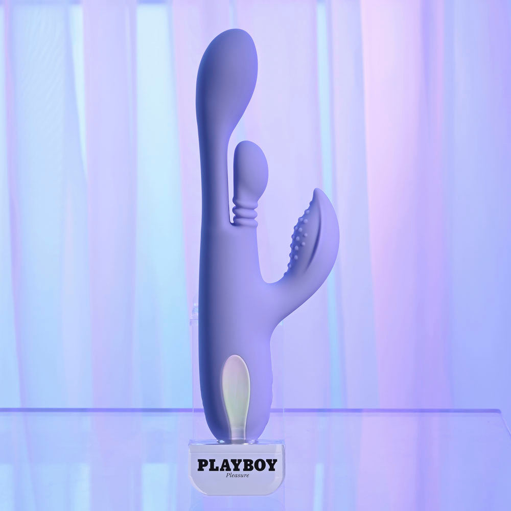 Playboy Pleasure Nubbin Rubbin Purple 24.1 Cm Usb Rechargeable Thrusting Rabbit Vibrator