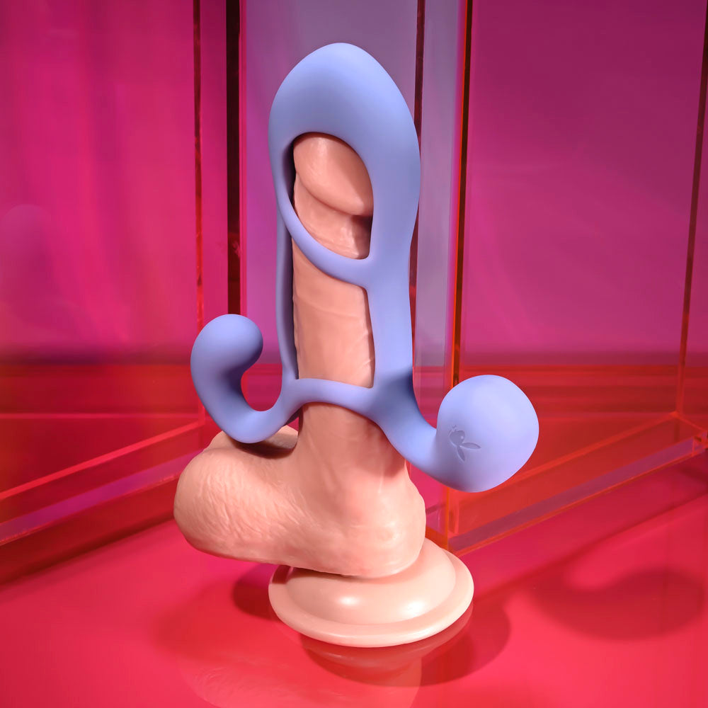 Playboy Pleasure Fantasy Cage Purple Usb Rechargeable Vibrating Penis Sleeve