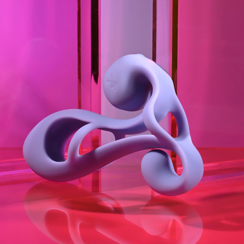 Playboy Pleasure Fantasy Cage Purple Usb Rechargeable Vibrating Penis Sleeve