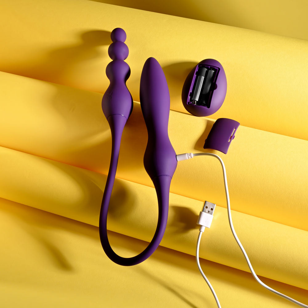 Playboy Pleasure This & That Purple 60 Cm Usb Rechargeable Flexible Dual Ended Vibrator