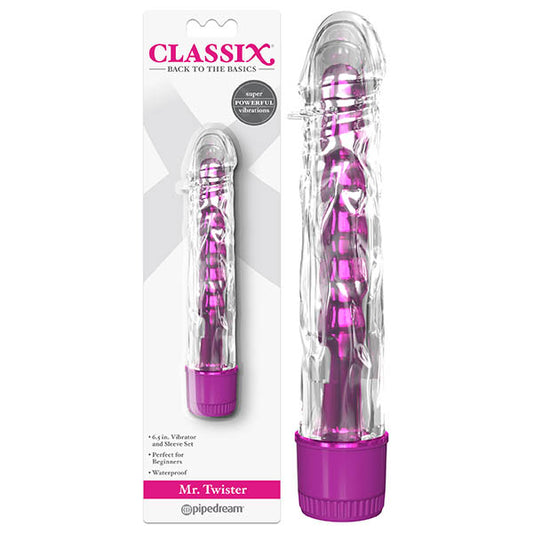 Classix Mr Twister Metallic Pink 16.5 Cm (6'') Vibrator With Clear Sleeve