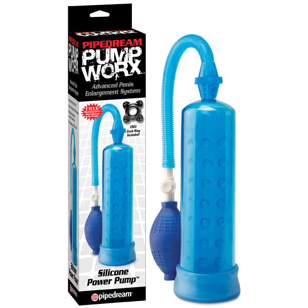 Pump Worx Silicone Power Pump Blue Penis Pump