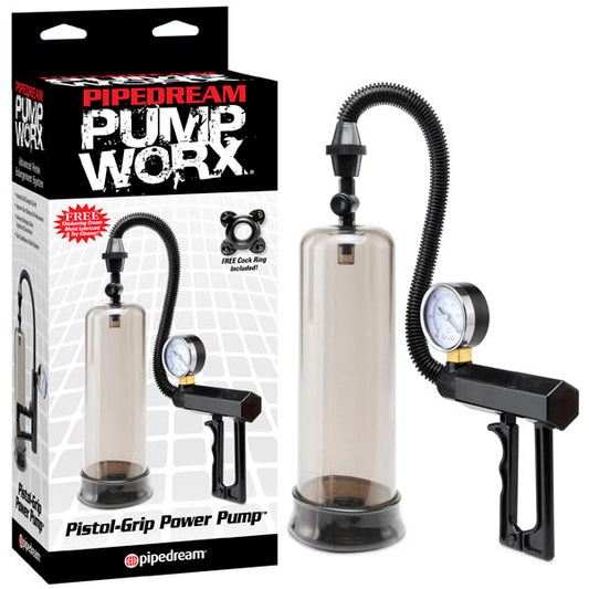 Pump Worx Pistol Grip Power Pump Black Penis Pump With Gauge