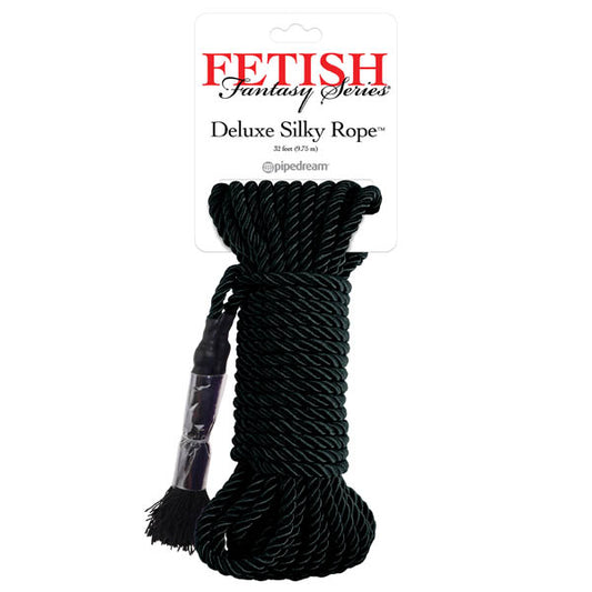 Fetish Fantasy Series Deluxe Silky Rope Black Bondage Rope 9.75 M Length