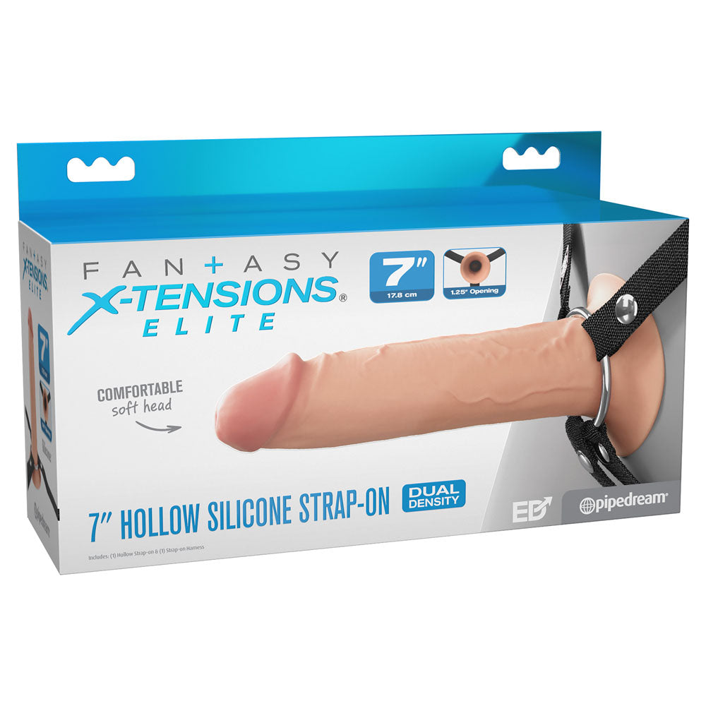 Fx Elite 7'' Silicone Hollow Strap On Flesh Flesh 17.8 Cm Hollow Strap On
