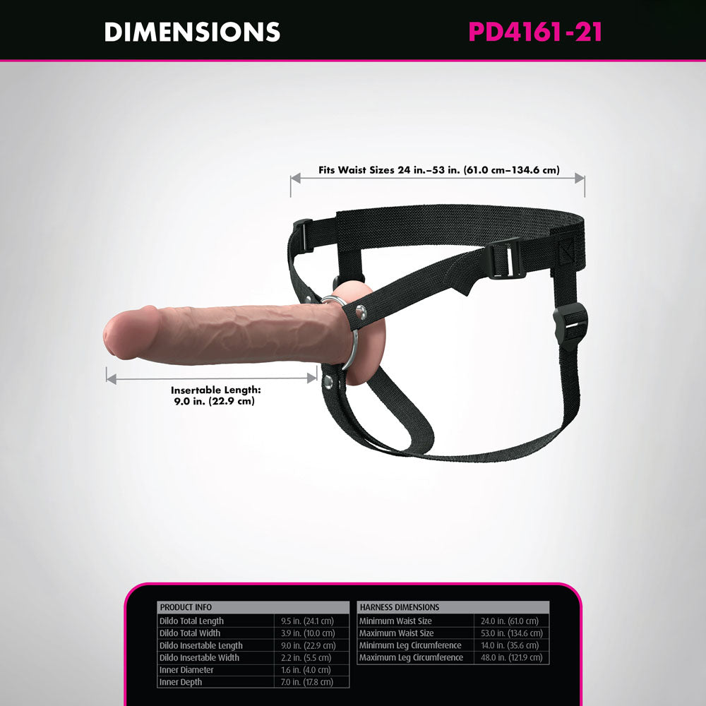 Fantasy X Tensions Elite 9'' Silicone Hollow Strap On Flesh Flesh 22.9 Cm Hollow Strap On