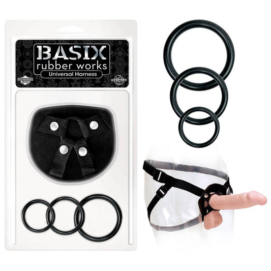 Basix Rubber Works Universal Harness Black Strap On Harness (No Probe Included)