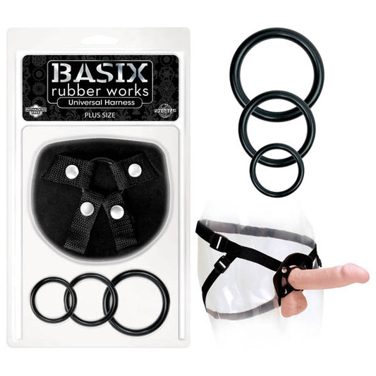 Basix Rubber Works Universal Harness Plus Size Black Plus Size Strap On Harness (No Probe Included)