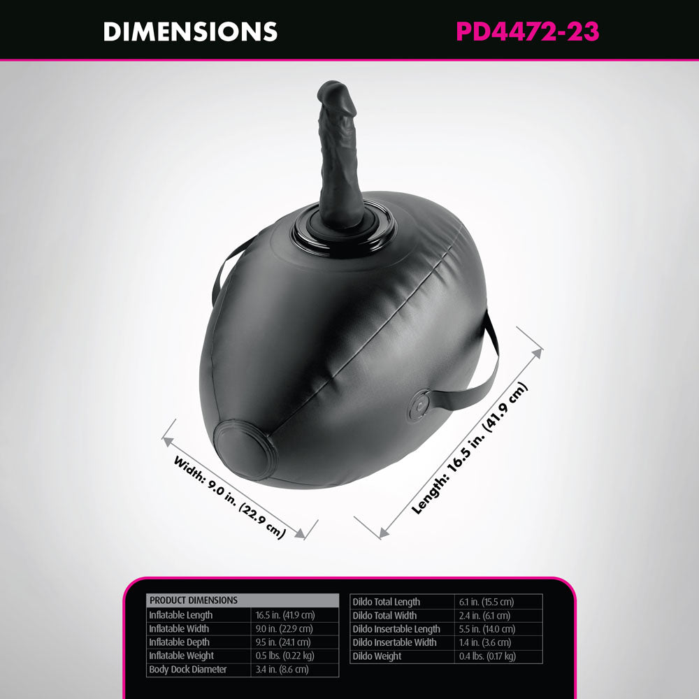 Fetish Fantasy Series Body Dock Inflatable Love Ball Black Inflatable Cushion With Black 15.2 Cm Dildo