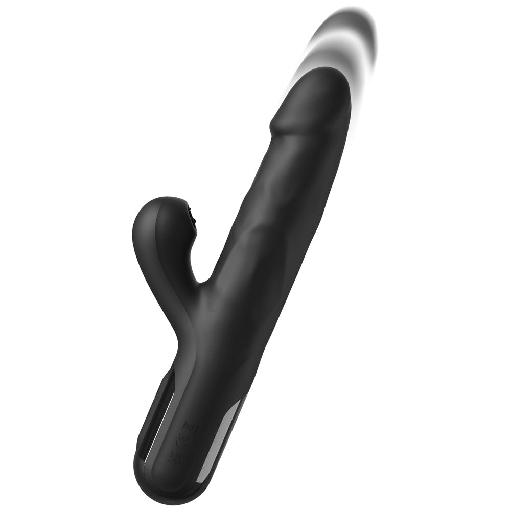 Ffs Sonix Silicone Thruster Black 22 Cm Usb Rechargeable Thrusting Vibrator With Flicking Clit Stim