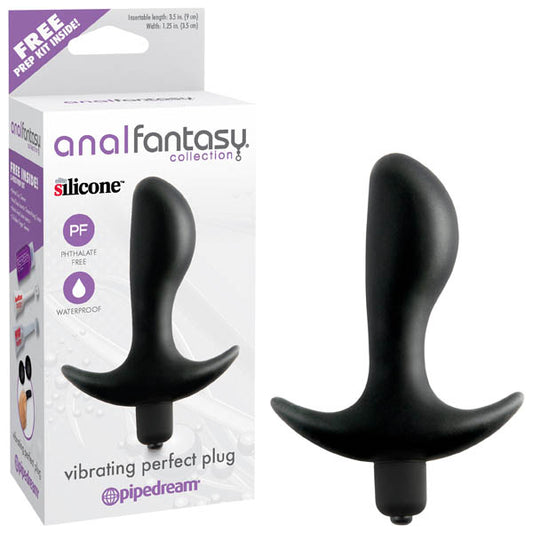Anal Fantasy Collection Vibrating Perfect Plug Black 9 Cm (3.5'') Vibrating Butt Plug