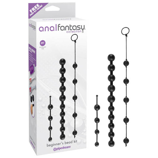 Anal Fantasy Collection Beginner's Bead Kit Black Anal Beads Set Of 3 Cords