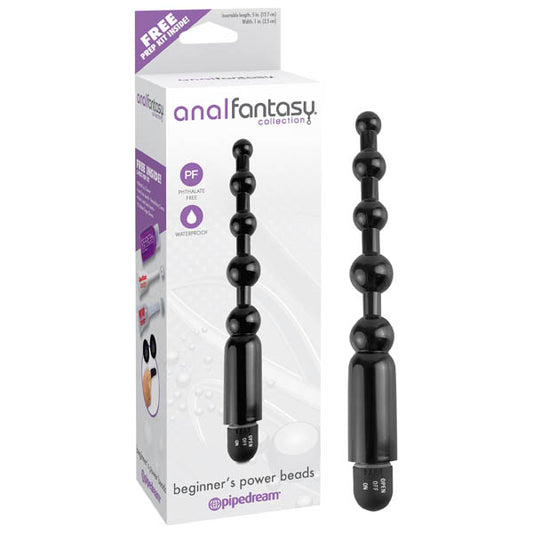 Anal Fantasy Collection Beginner's Power Beads Black 12.7 Cm (5'') Vibrating Anal Beads