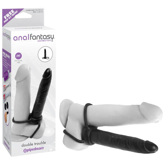 Anal Fantasy Collection Double Trouble Black 13.1 Cm (5.25'') Anal Dong & Cock Ring