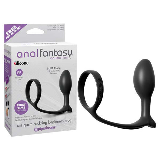 Anal Fantasy Collection Ass Gasm Cock Ring Beginners Plug Black Cock Ring With Anal Plug