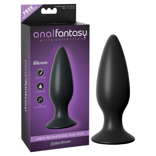 Anal Fantasy Elite Collection Large Rechargeable Anal Plug Black 13.5 Cm (5.3'') Usb Rechargeable Vibrating Butt Plug