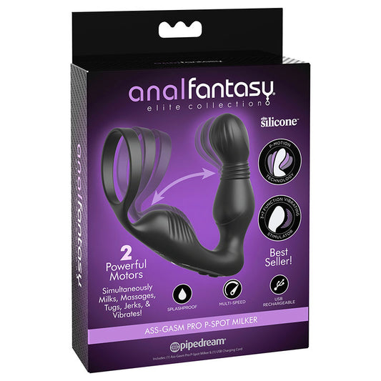 Anal Fantasy Elite Ass Gasm P Spot Milker Black Usb Rechargeable Prostate Massage With Cock Ring