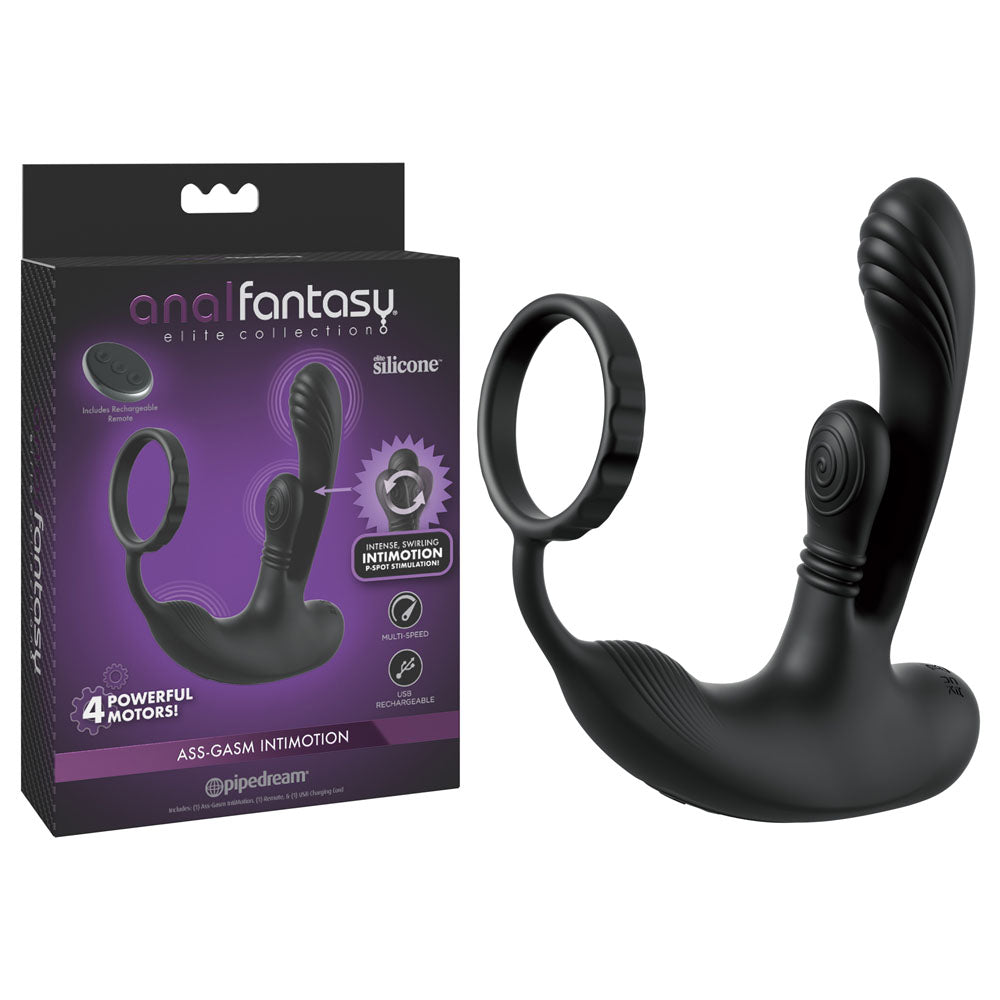 Anal Fantasy Elite Ass Gasm Inti Motion Black Usb Rechargeable Quad Motor Prostate Massager With Remote