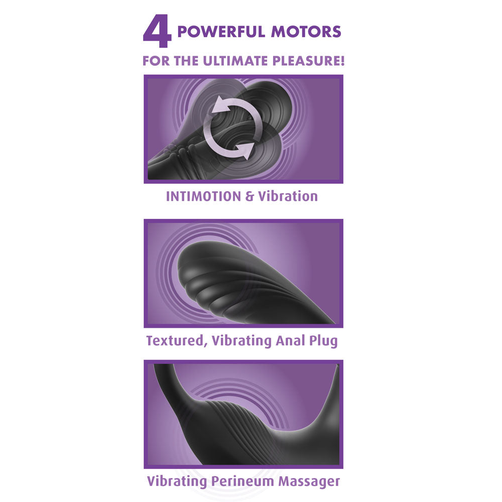 Anal Fantasy Elite Ass Gasm Inti Motion Black Usb Rechargeable Quad Motor Prostate Massager With Remote