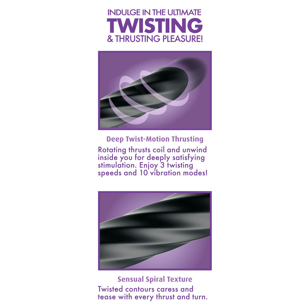 Anal Fantasy Elite Twist Ecstasy Black Black 24.1 Cm Usb Rechargeable Twisting & Thrusting Anal Vibrator