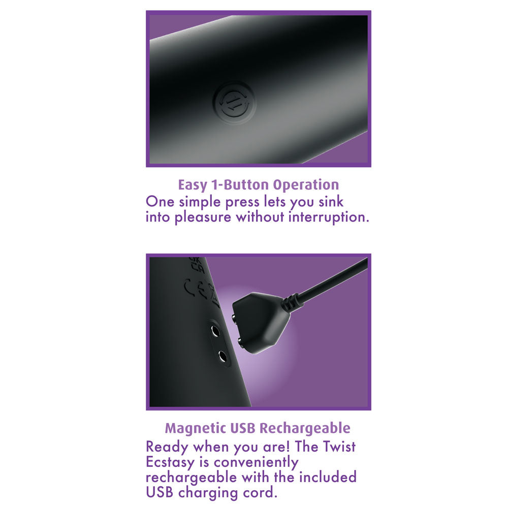 Anal Fantasy Elite Twist Ecstasy Black Black 24.1 Cm Usb Rechargeable Twisting & Thrusting Anal Vibrator