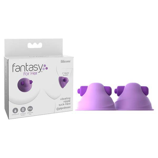 Fantasy For Her Vibrating Nipple Suck Hers Purple 5 Cm Vibrating Nipple Suckers Set Of 2