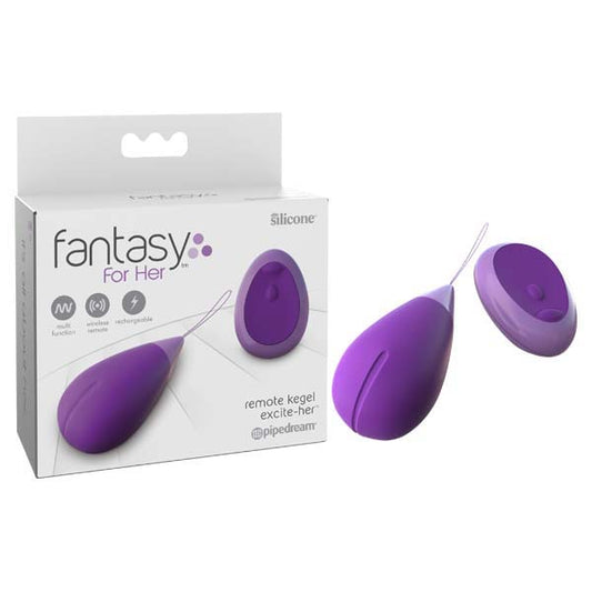 Fantasy For Her Remote Kegel Excite Her Purple Usb Rechargeable Vibrating Kegel Trainer With Wireless Remote