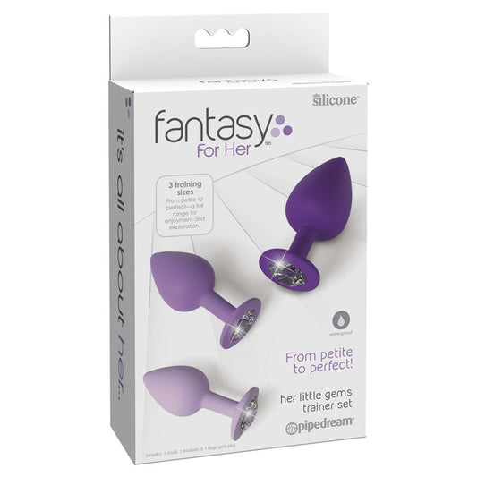 Fantasy For Her Little Gems Trainer Set Purple Butt Plugs With Jewel Bases Set Of 3 Sizes