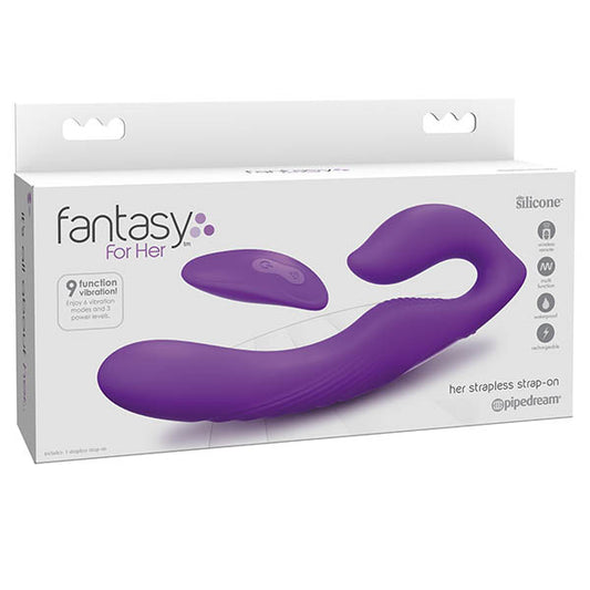 Fantasy For Her Ultimate Strapless Strap On Purple Usb Rechargeable Strapless Strap On With Wireless Remote