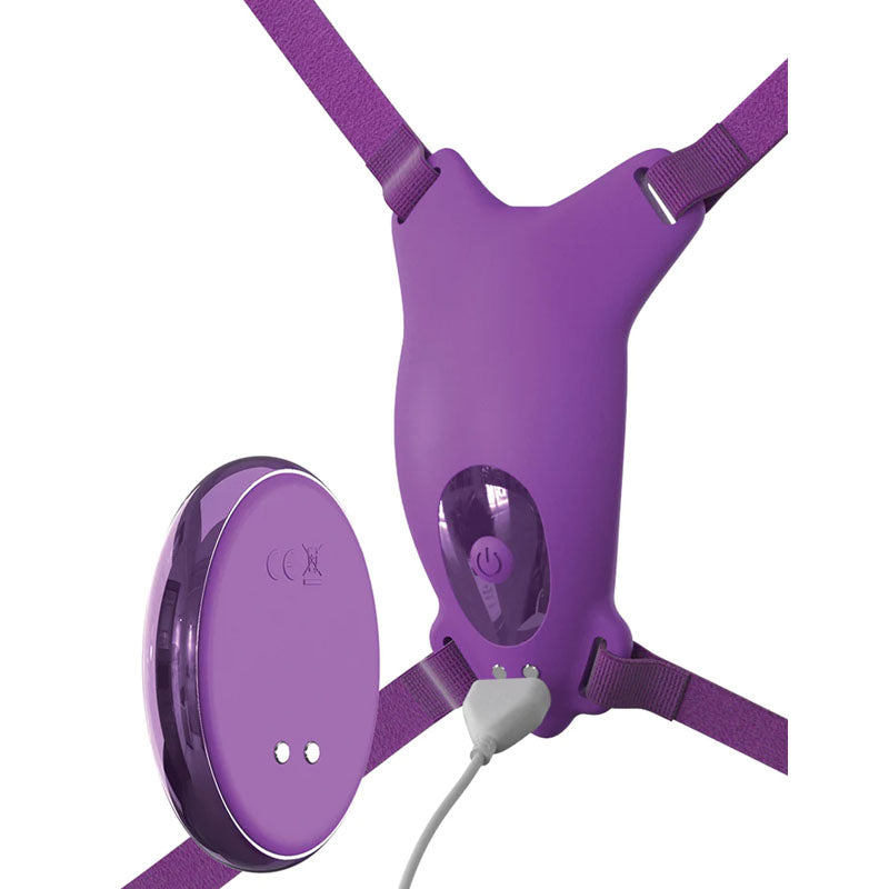Fantasy For Her Ultimate Butterfly Strap On Purple Usb Rechargeable Strap On Stimulator