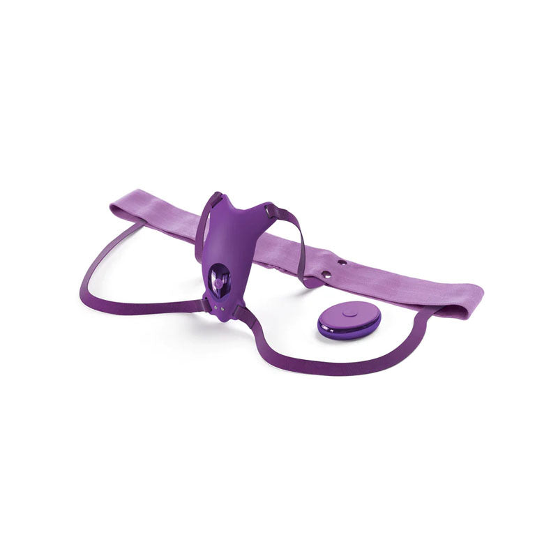 Fantasy For Her Ultimate Butterfly Strap On Purple Usb Rechargeable Strap On Stimulator