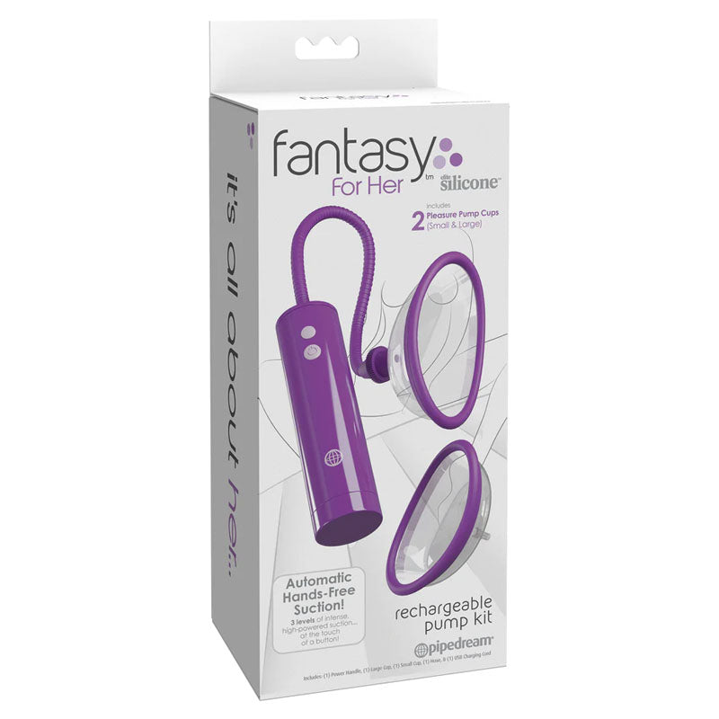 Fantasy For Her Rechargeable Pump Kit Purple Usb Rechargeable Vagina Pump