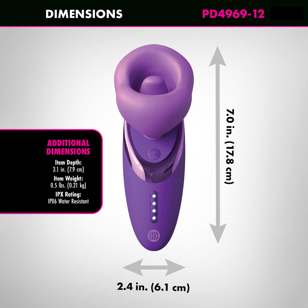 Fantasy For Her Pleasure Sucker Purple Usb Rechargeable Sucking, Licking & Vibrating Stimulator