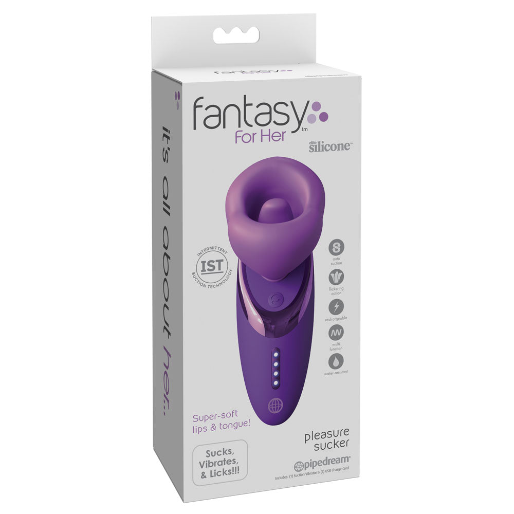 Fantasy For Her Pleasure Sucker Purple Usb Rechargeable Sucking, Licking & Vibrating Stimulator