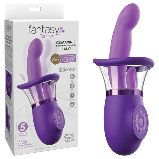 Fantasy For Her Ultimate Pleasure Pro Plus Purple Usb Rechargeable Sucking Licking & Flicking Vibrator