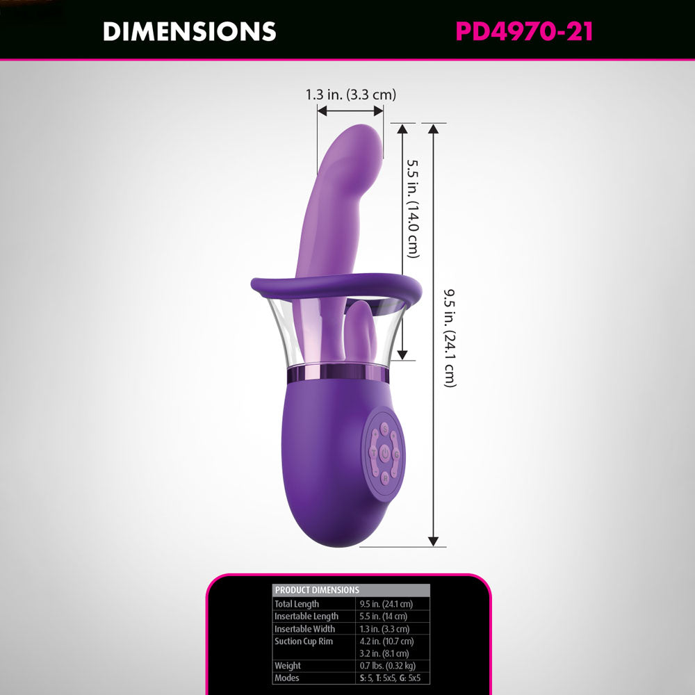 Fantasy For Her Ultimate Pleasure Pro Plus Purple Usb Rechargeable Sucking Licking & Flicking Vibrator