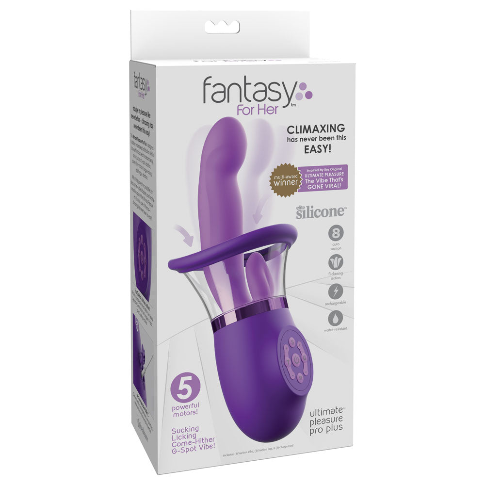 Fantasy For Her Ultimate Pleasure Pro Plus Purple Usb Rechargeable Sucking Licking & Flicking Vibrator