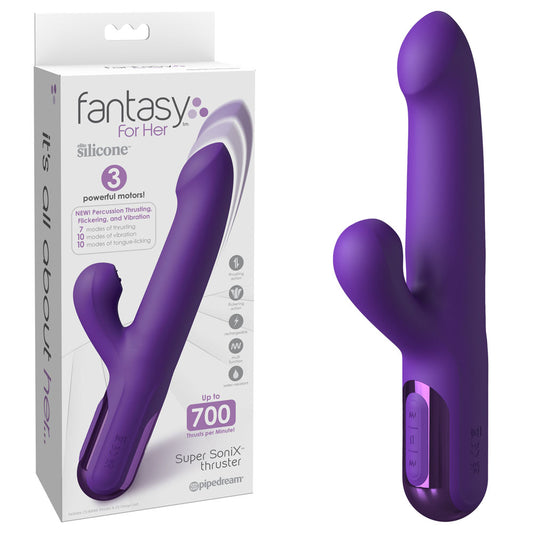 Fantasy For Her Super Soni X Thruster Purple Usb Rechargeable Thrusting Rabbit Vibrator