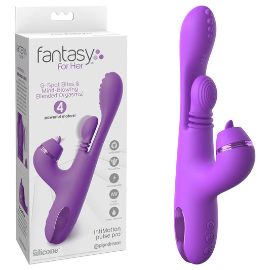 Fantasy For Her Inti Motion Pulse Pro Purple 24 Cm Usb Rechargeable Swirling & Flicking Rabbit Vibrator
