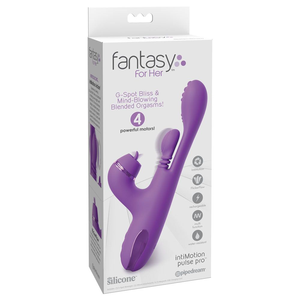 Fantasy For Her Inti Motion Pulse Pro Purple 24 Cm Usb Rechargeable Swirling & Flicking Rabbit Vibrator