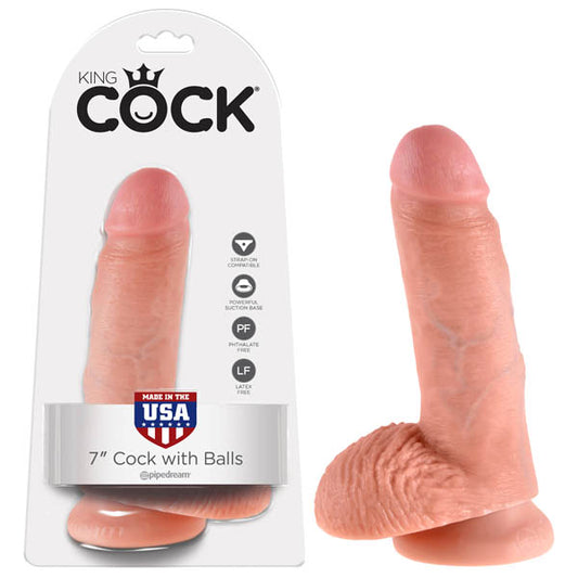 King Cock 7'' Cock With Balls Flesh 17.8 Cm (7'') Dong