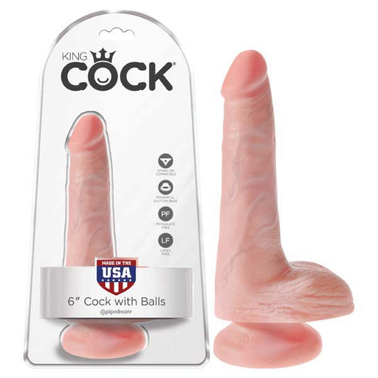 King Cock 6'' Cock With Balls Flesh 15.2 Cm Dong