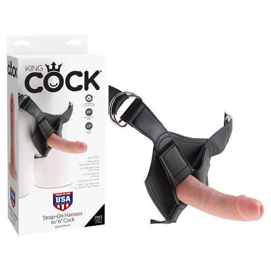 King Cock Strap On Harness With 6'' Dong Flesh 15.2 Cm (6'') Strap On